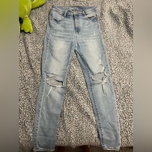 American eagle jeans, light wash with rips, US/UK size 10/ ne(x)t level stretch